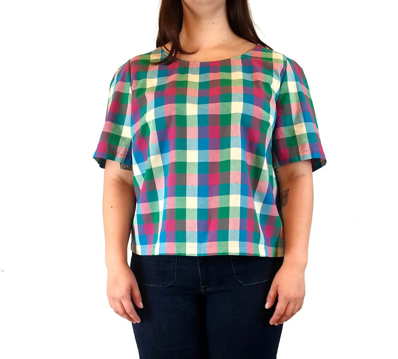 Princess Highway pink/green check print to size 16
