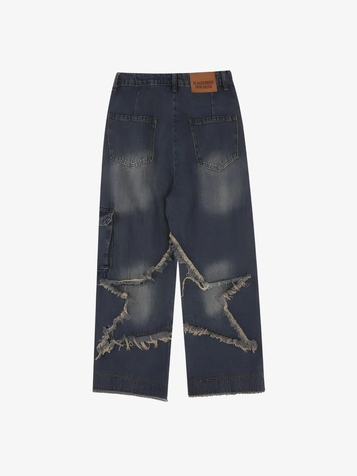 PUFFED DISTRESSED STAR JEANS