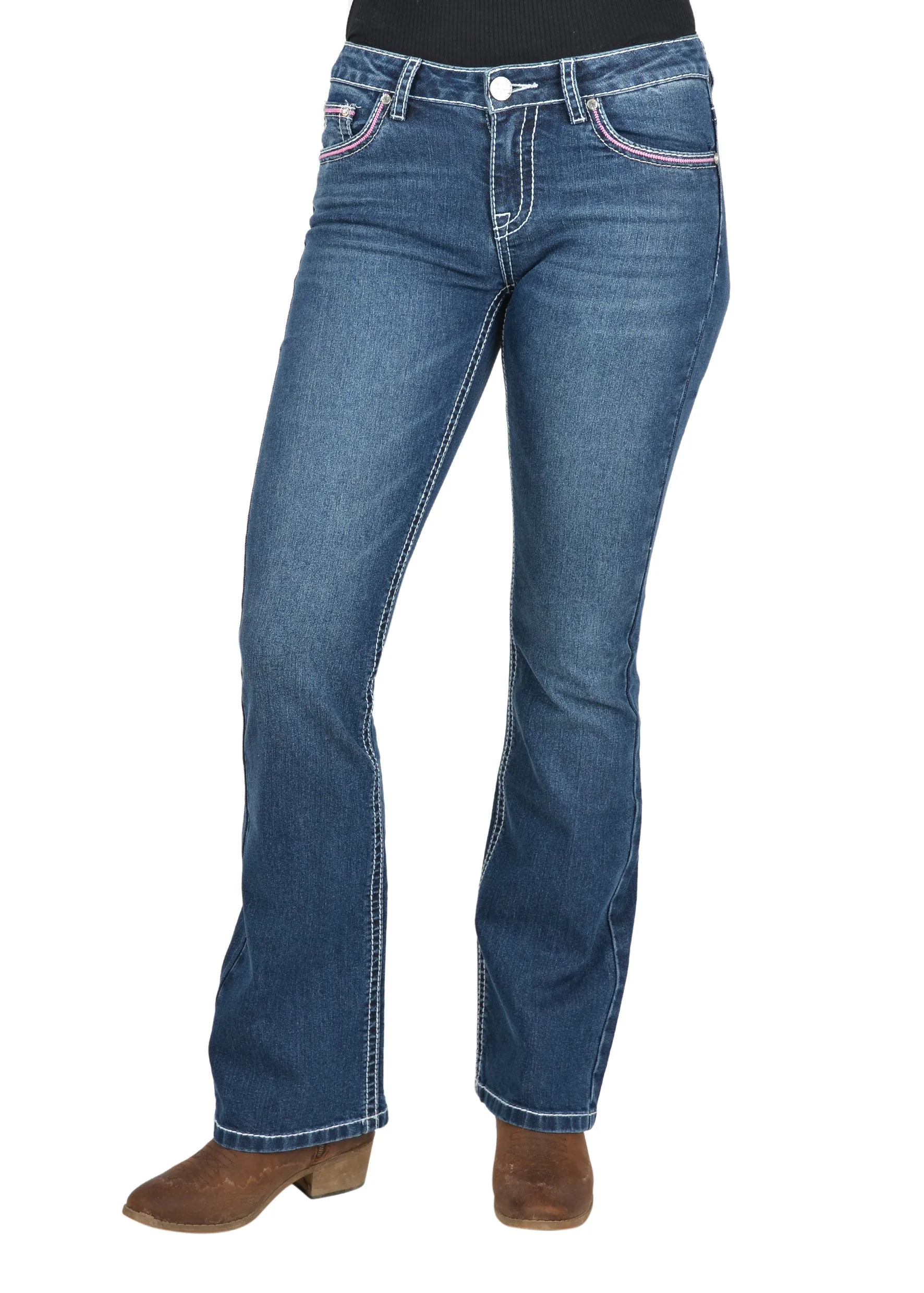 Pure Western Wmns Willa Bootcut Jean - 32 Leg - Renovation Sale