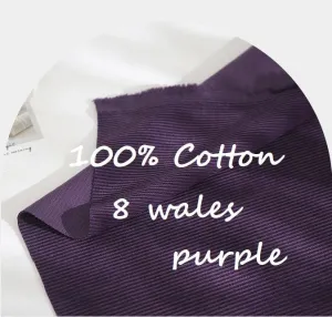 Purple Corduroy, Purple 8 Wales Cotton Corduroy, Medium Wale Cotton Corduroy, 59 inches wide, Quality Korean Fabric - By the Yard GJ 49478