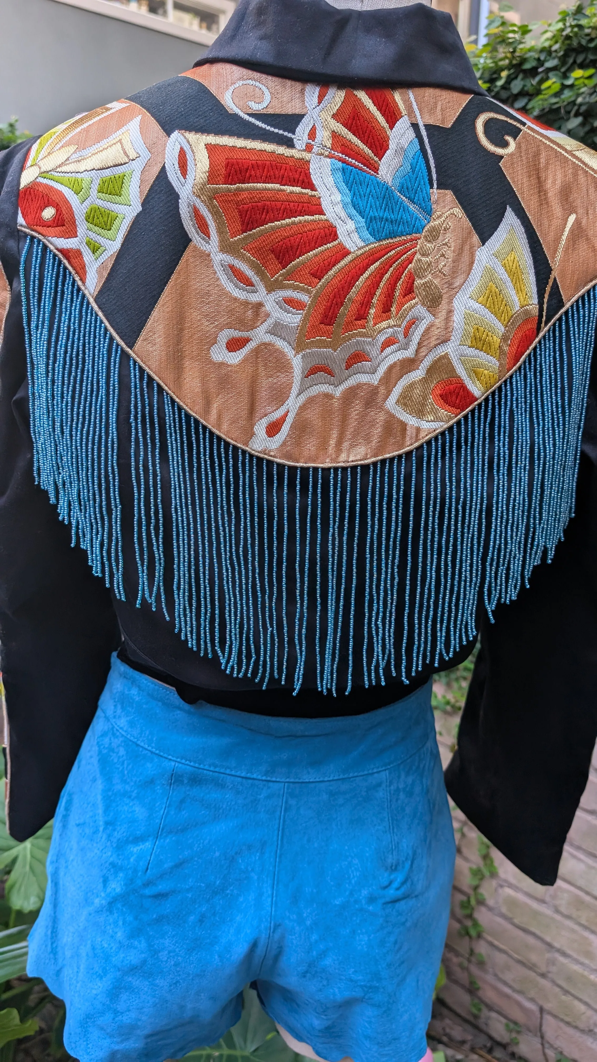"Osaka Cowgirl II" Reimagined Vintage Kimono - Kimono Zulu Artist Collaboration with Judy Masliyah