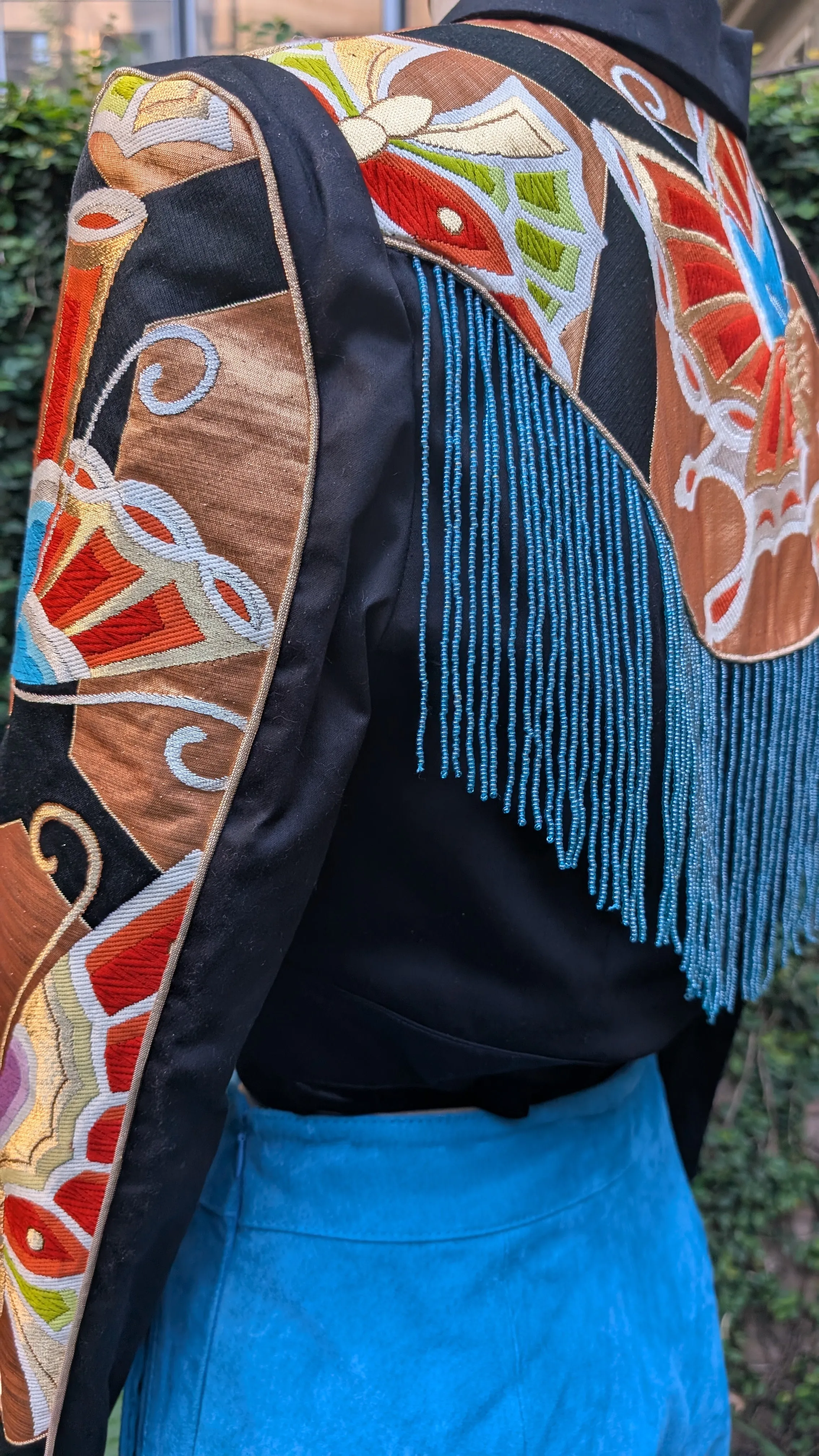 "Osaka Cowgirl II" Reimagined Vintage Kimono - Kimono Zulu Artist Collaboration with Judy Masliyah