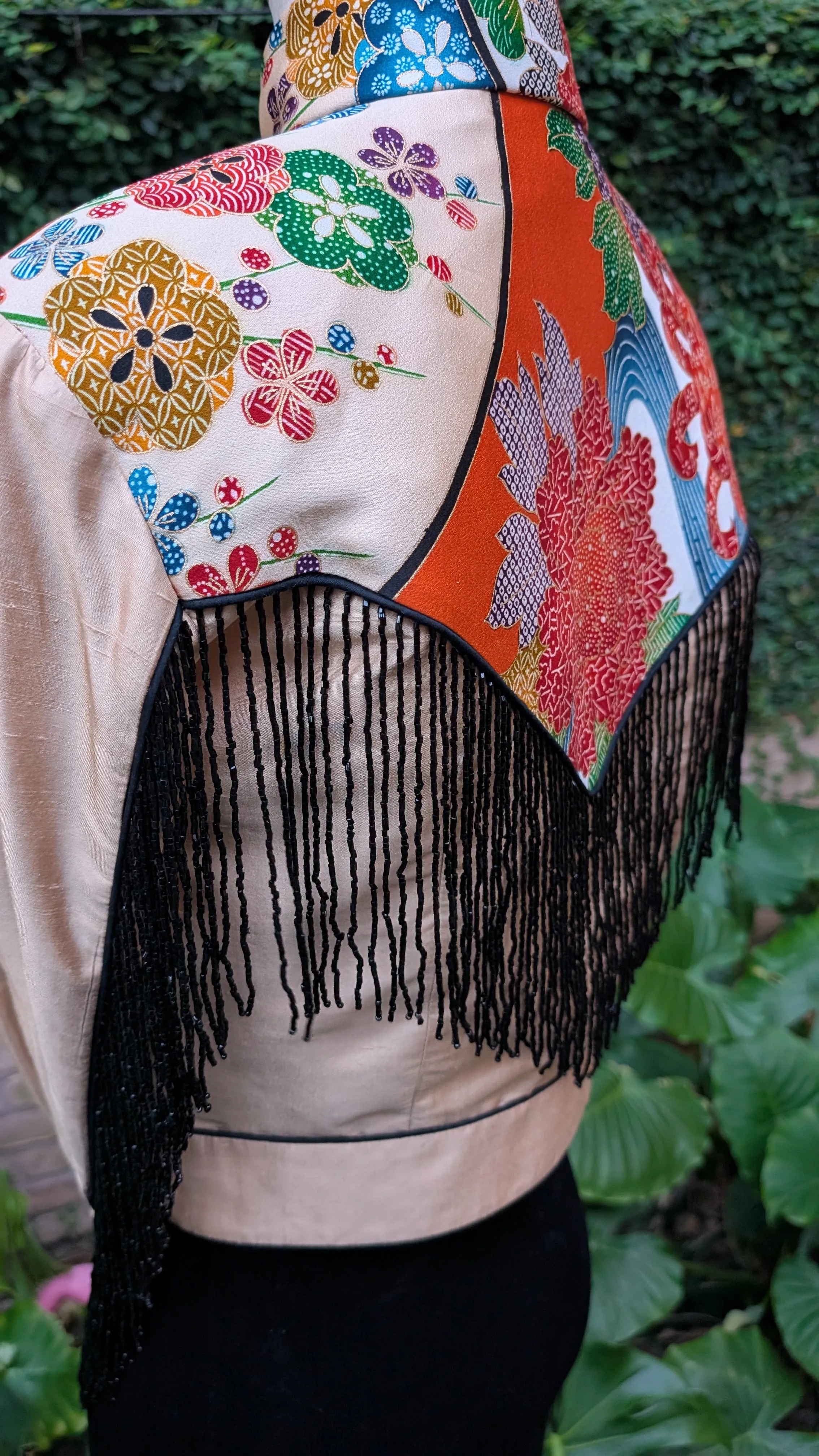 "Osaka Cowgirl" Reimagined Vintage Kimono - Kimono Zulu Artist Collaboration with Judy Masliyah