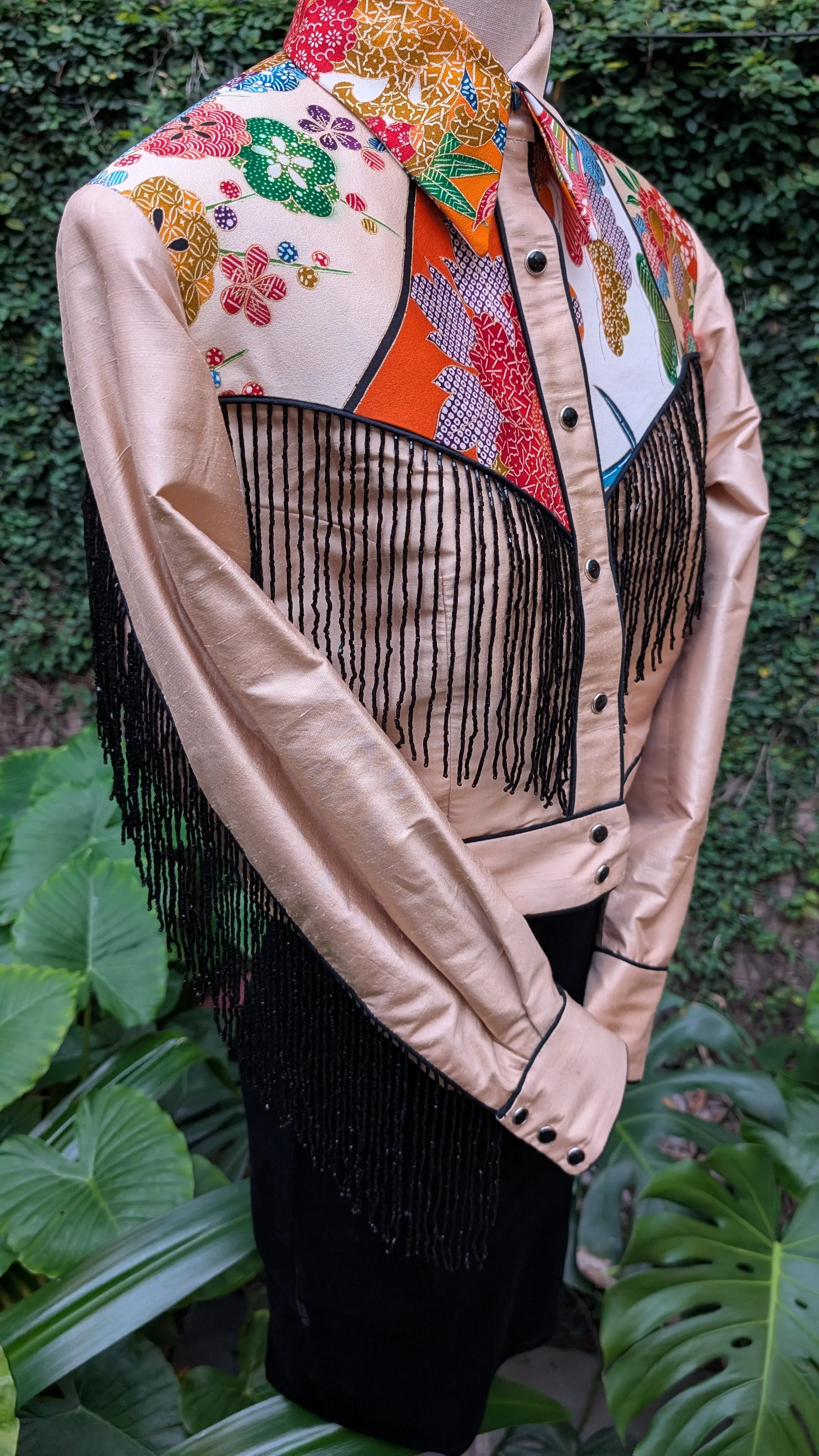 "Osaka Cowgirl" Reimagined Vintage Kimono - Kimono Zulu Artist Collaboration with Judy Masliyah