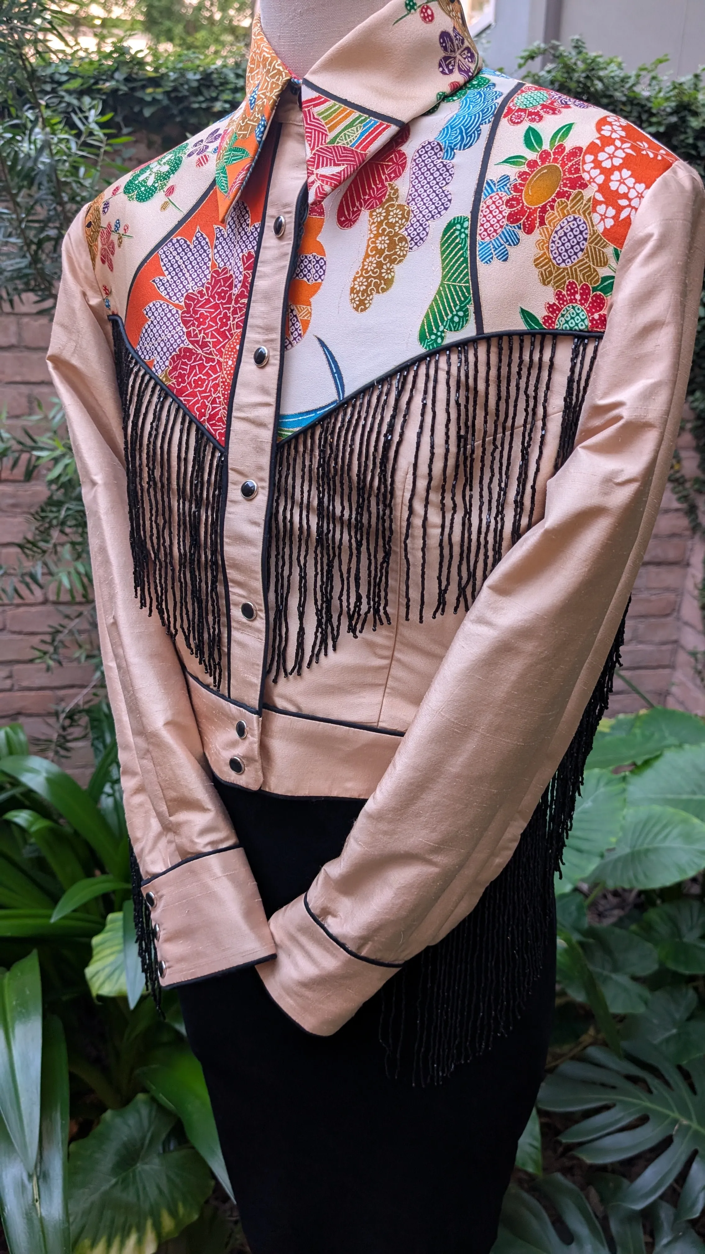 "Osaka Cowgirl" Reimagined Vintage Kimono - Kimono Zulu Artist Collaboration with Judy Masliyah