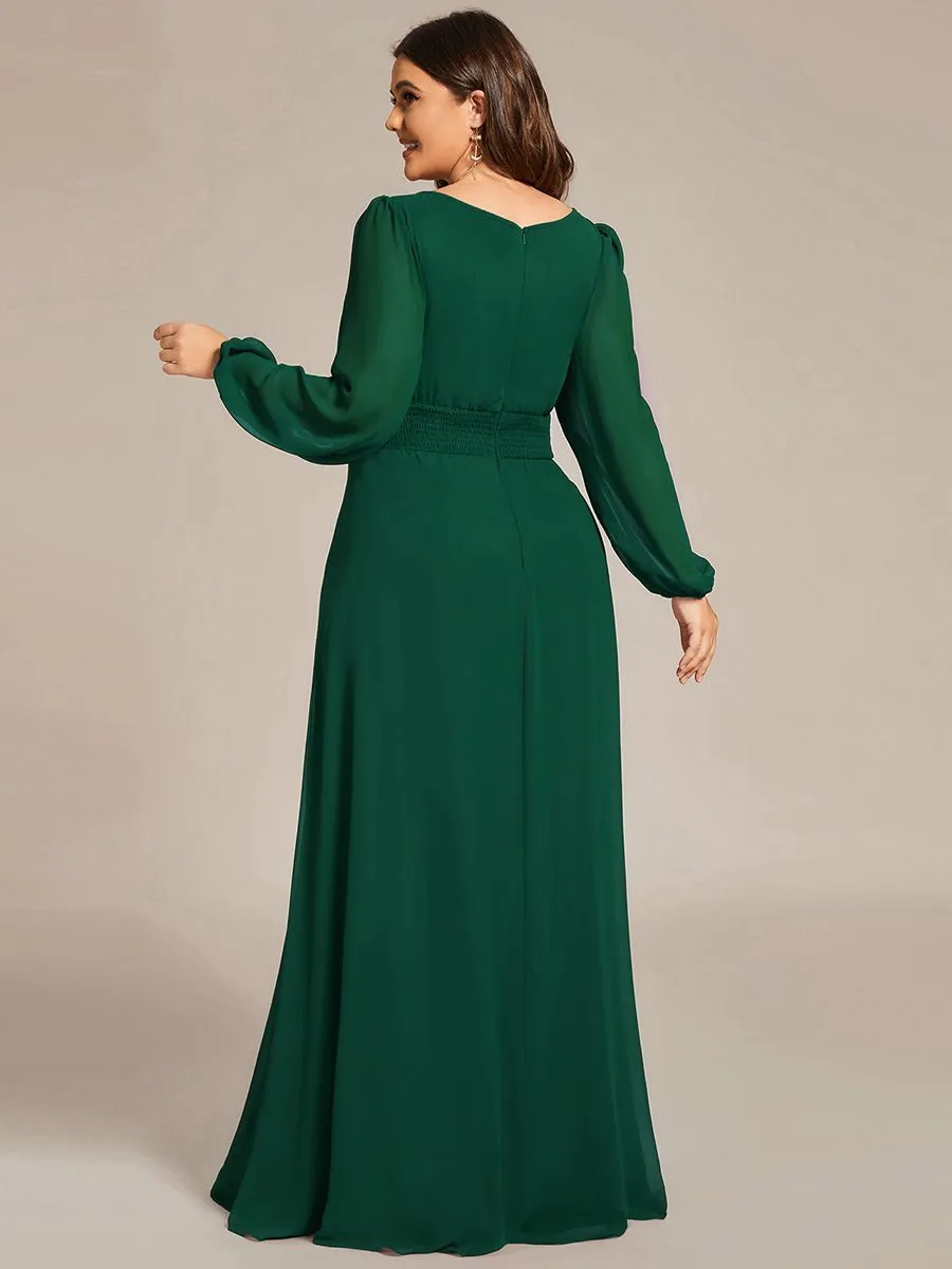Rachel boat neck full sleeve evening or bridesmaid gown