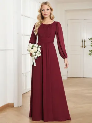 Rachel boat neck full sleeve evening or bridesmaid gown