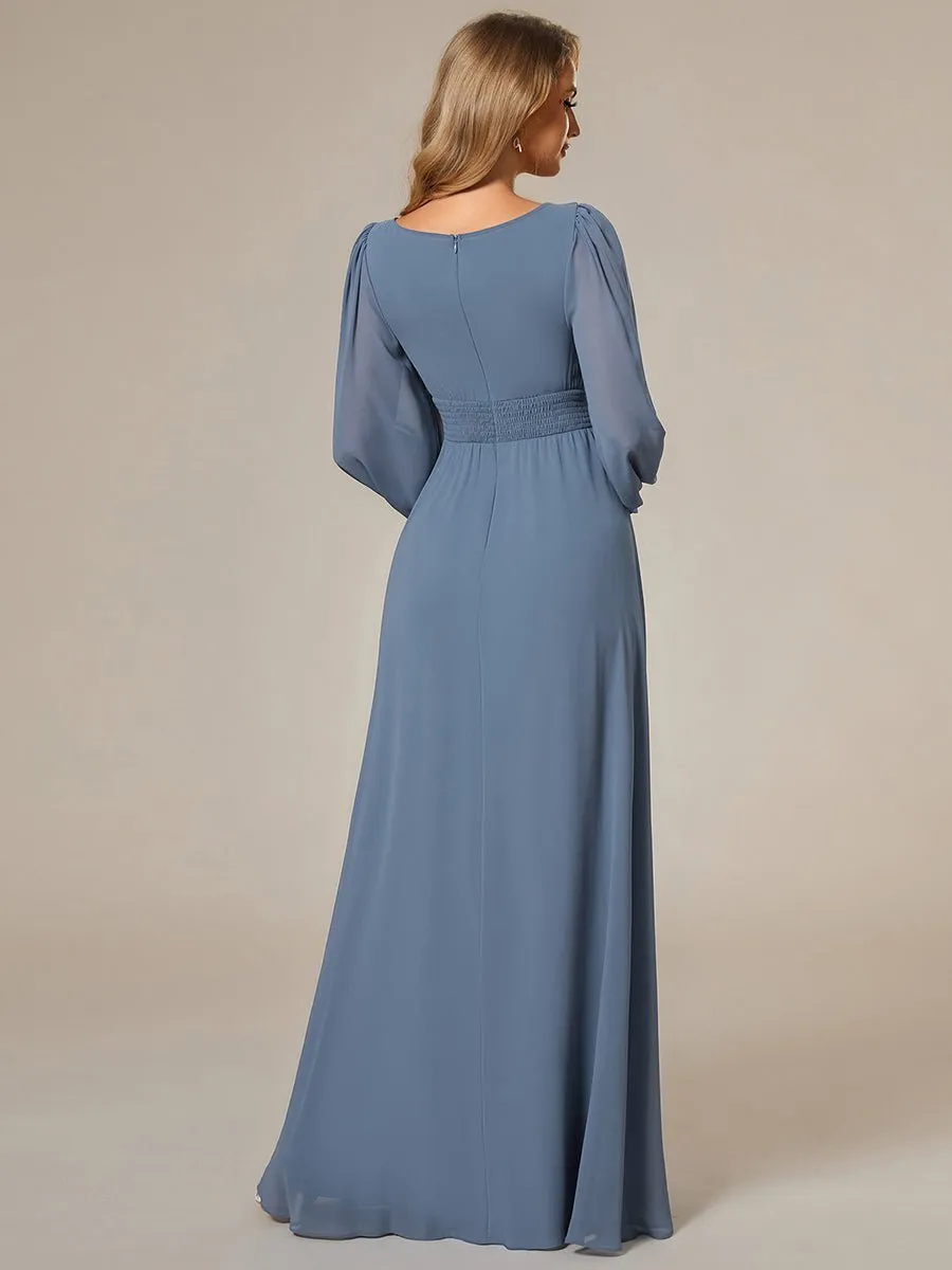 Rachel boat neck full sleeve evening or bridesmaid gown
