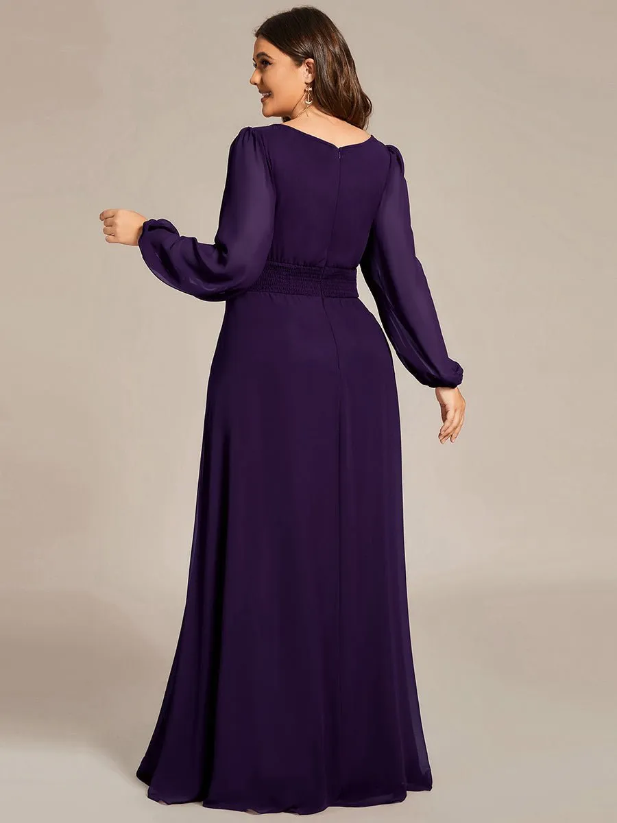 Rachel boat neck full sleeve evening or bridesmaid gown