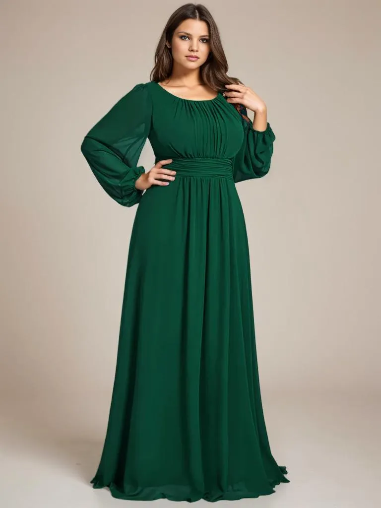 Rachel boat neck full sleeve evening or bridesmaid gown