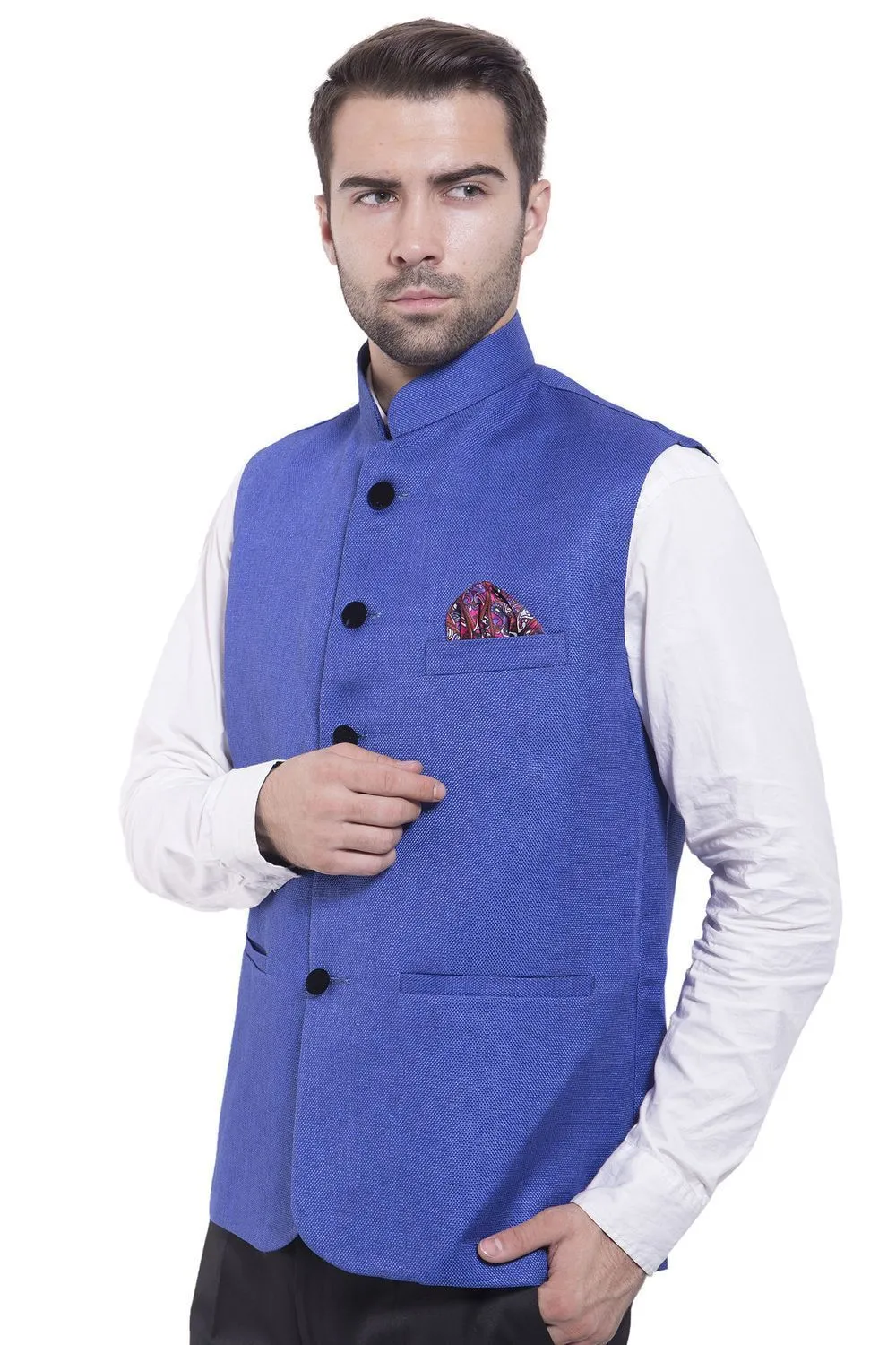 Rayon Blue Modi Nehru Jacket