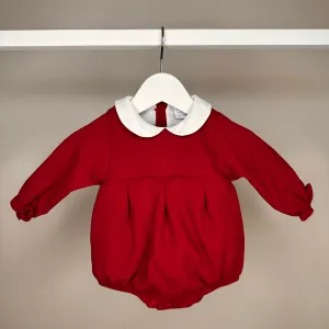 Red Soft Corduroy Romper