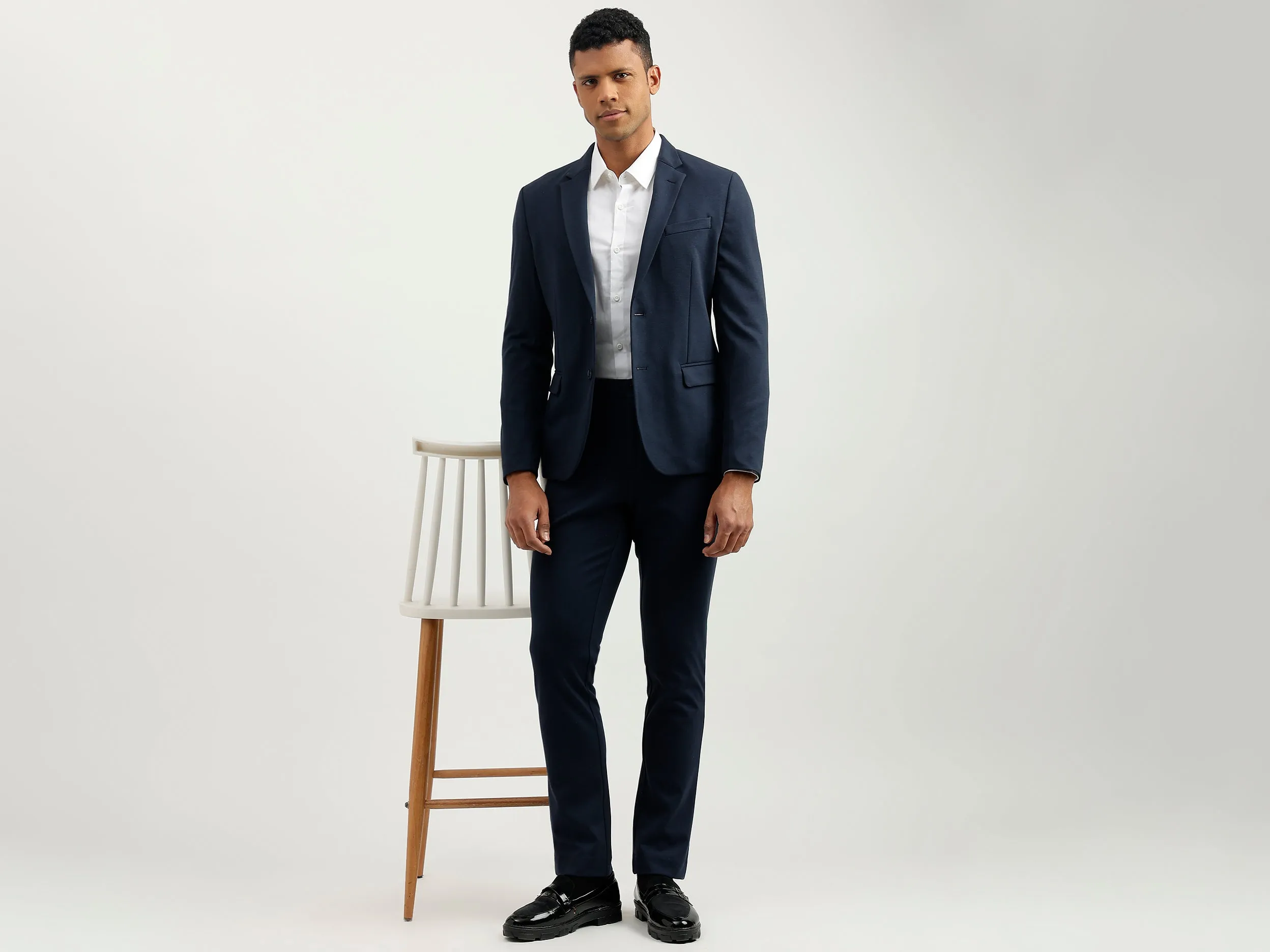 Regular Fit Lapel Collar Solid Blazer
