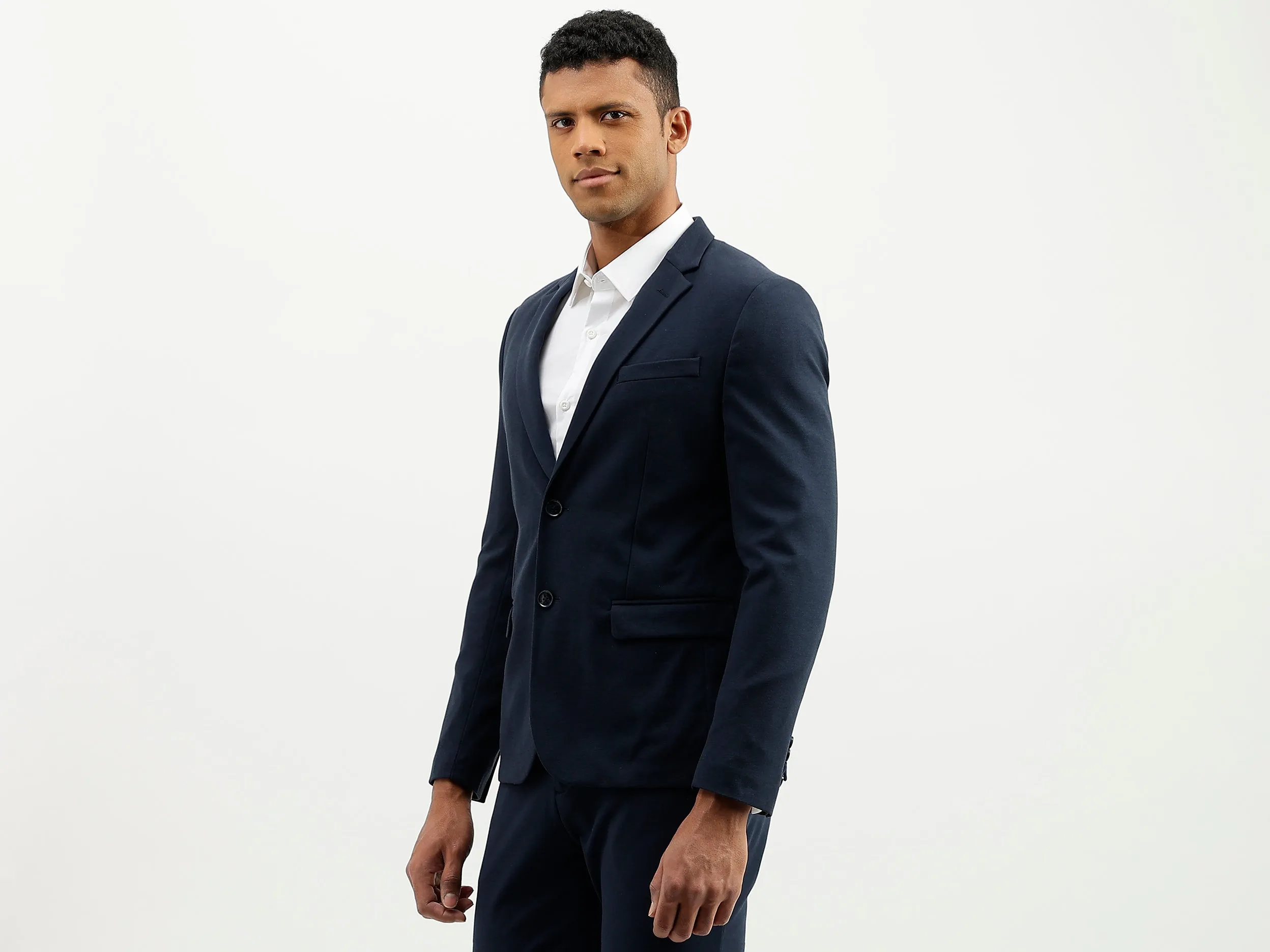 Regular Fit Lapel Collar Solid Blazer