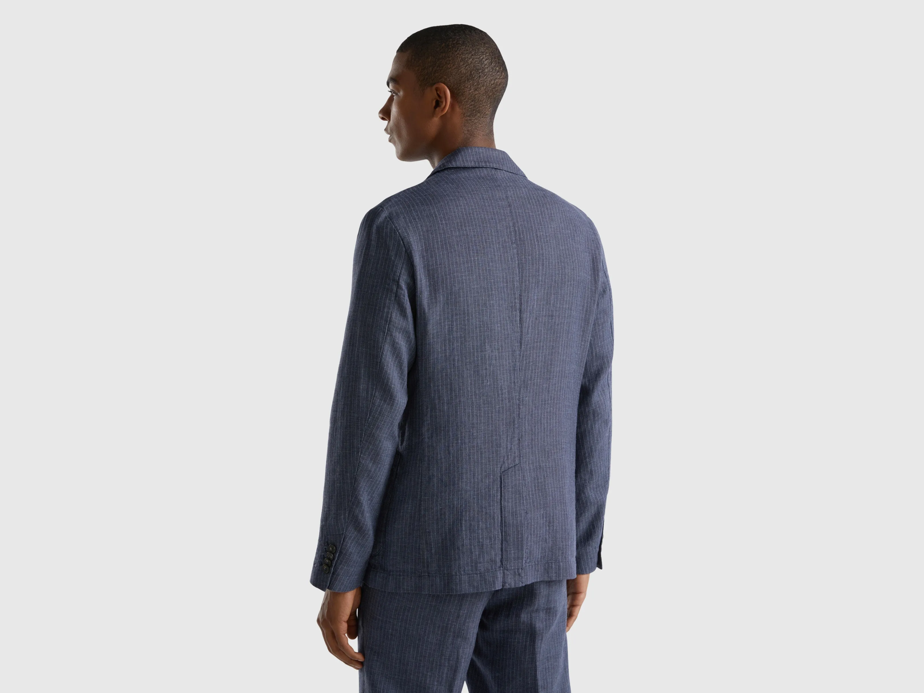 Regular Fit Notched Lapel Collar Stripe Blazer