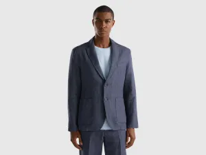 Regular Fit Notched Lapel Collar Stripe Blazer