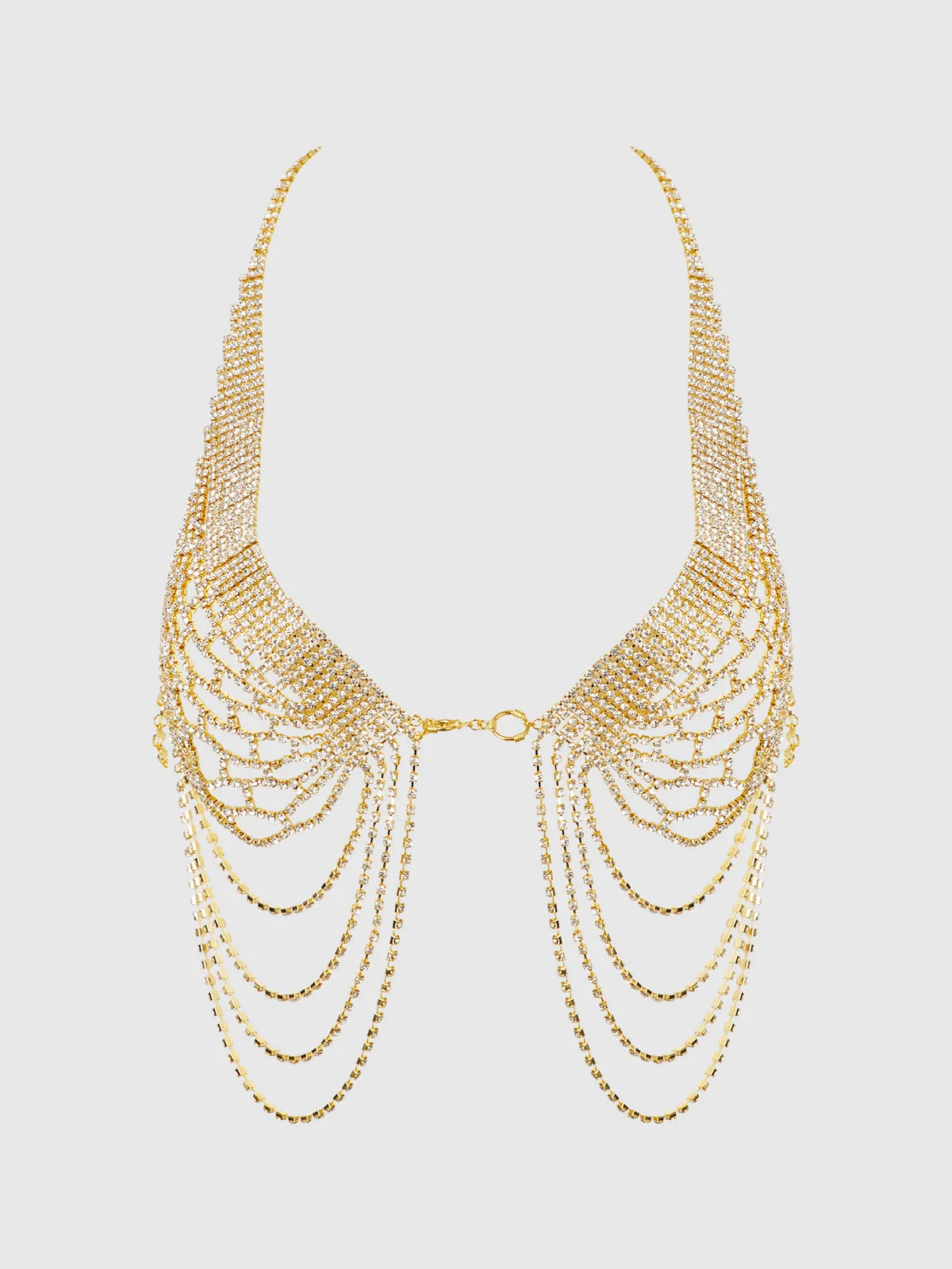 Rhinestone Net Halter with Openable Front