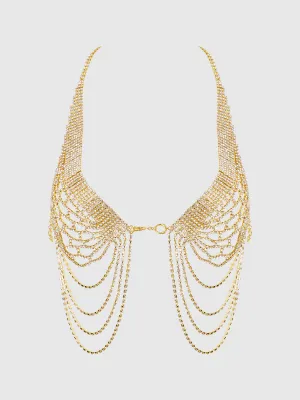 Rhinestone Net Halter with Openable Front