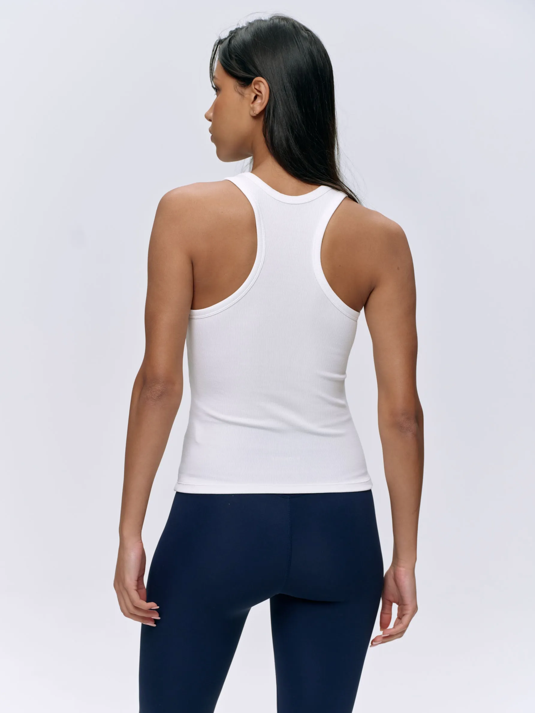 Rib Racer Vest Top - White