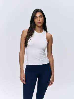 Rib Racer Vest Top - White