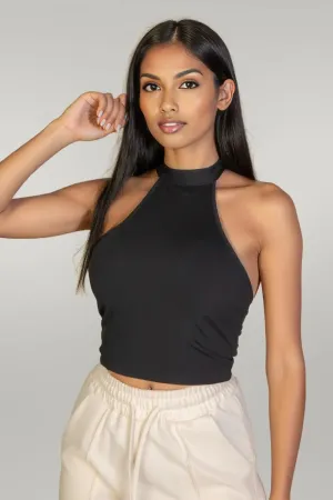Ribbed Halter Neck Backless Top