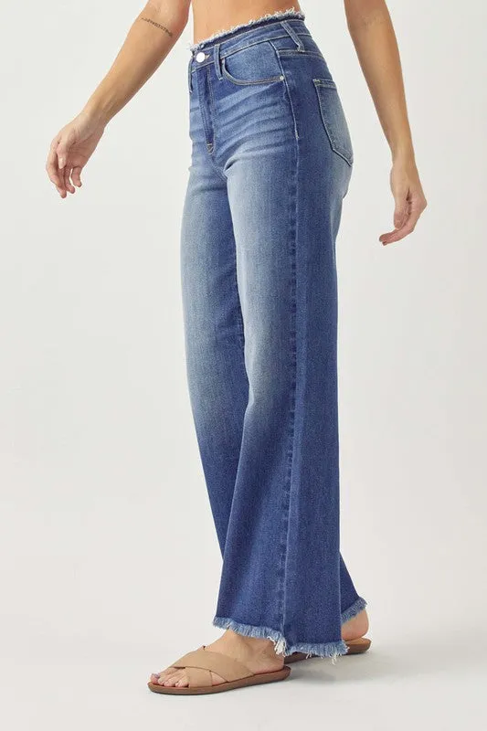 Risen High Rise Wide Leg Jeans