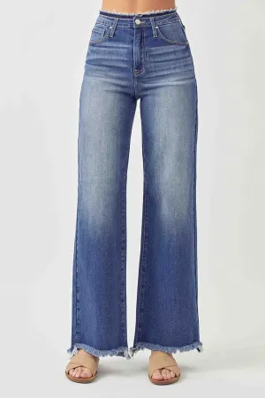 Risen High Rise Wide Leg Jeans