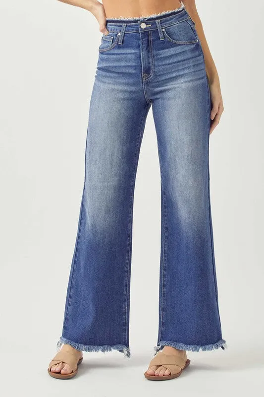 Risen High Rise Wide Leg Jeans