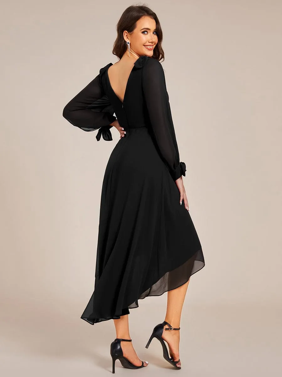 Robe de demoiselle d'honneur mi-longue en mousseline à ourlet asymétrique
