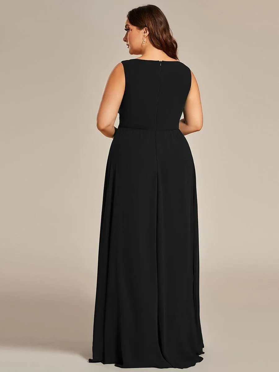 Robe de Soirée Formelle en Mousseline Applique Florale de Grande Taille