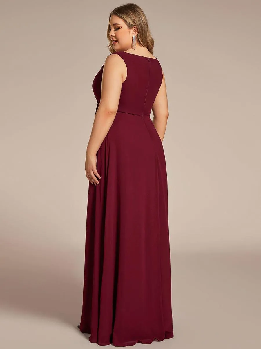 Robe de Soirée Formelle en Mousseline Applique Florale de Grande Taille