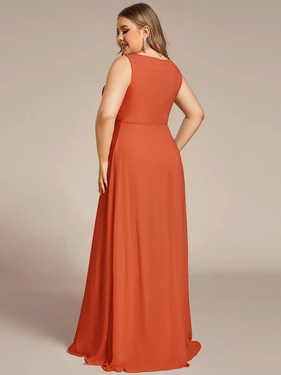 Robe de Soirée Formelle en Mousseline Applique Florale de Grande Taille