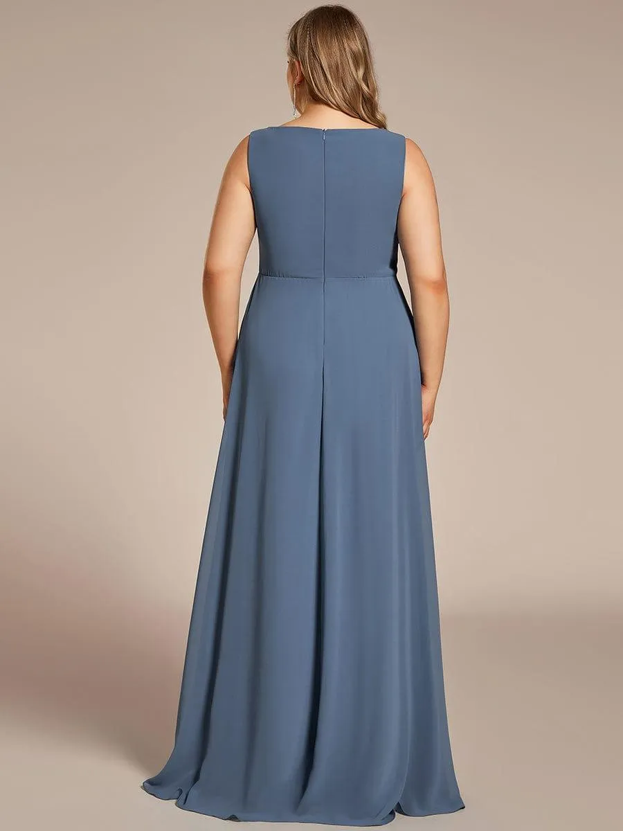 Robe de Soirée Formelle en Mousseline Applique Florale de Grande Taille