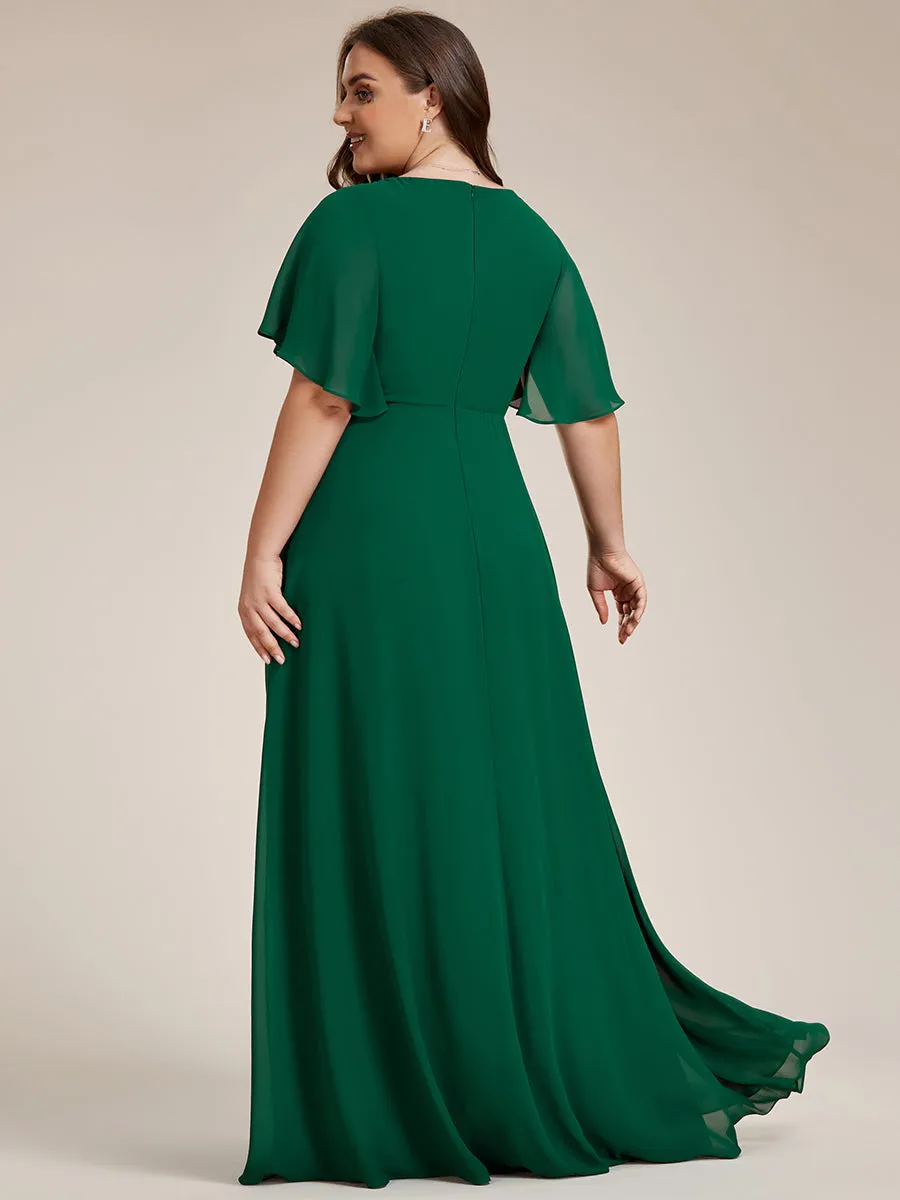 Robe de soirée élégante en mousseline de soie avec manches flottantes