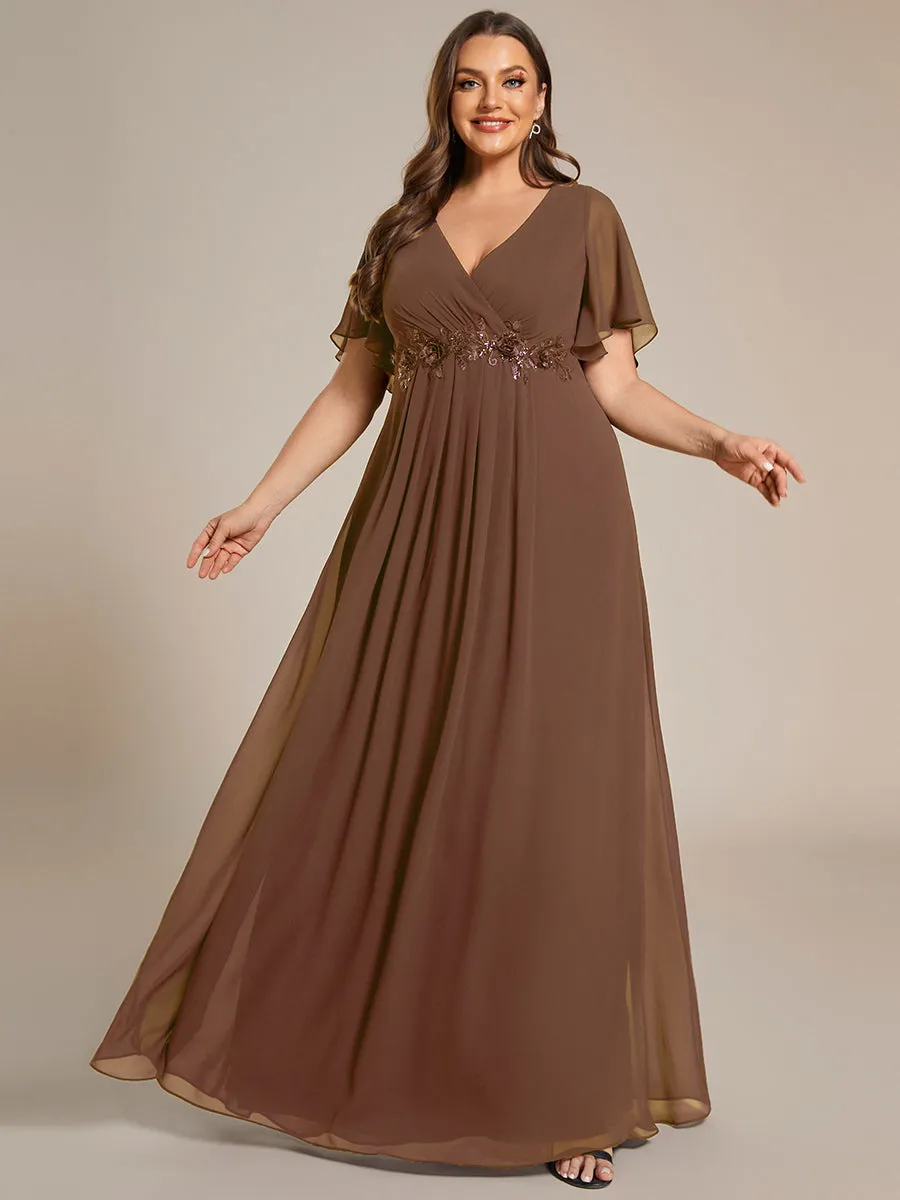Robe de soirée élégante en mousseline de soie avec manches flottantes