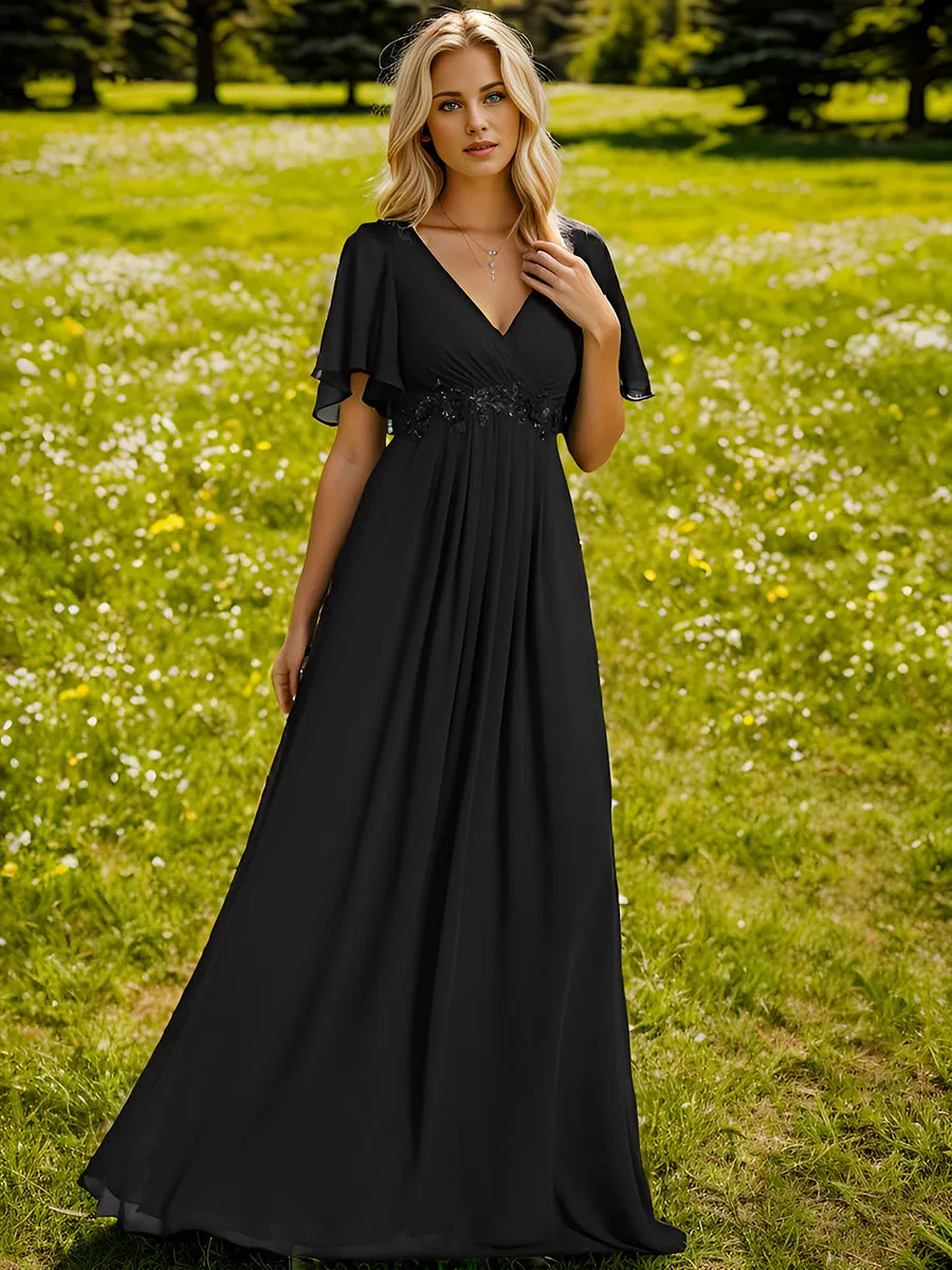 Robe de soirée élégante en mousseline de soie avec manches flottantes