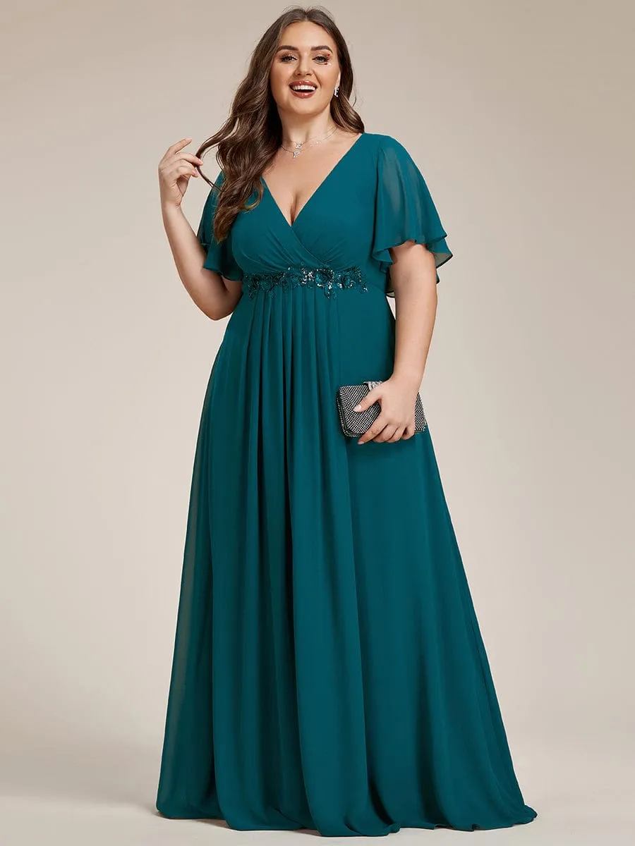 Robe de soirée élégante en mousseline de soie avec manches flottantes
