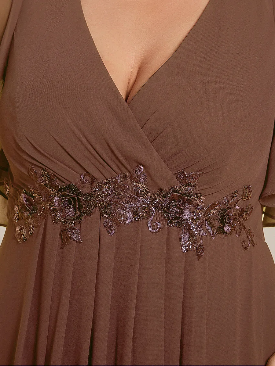 Robe de soirée élégante en mousseline de soie avec manches flottantes