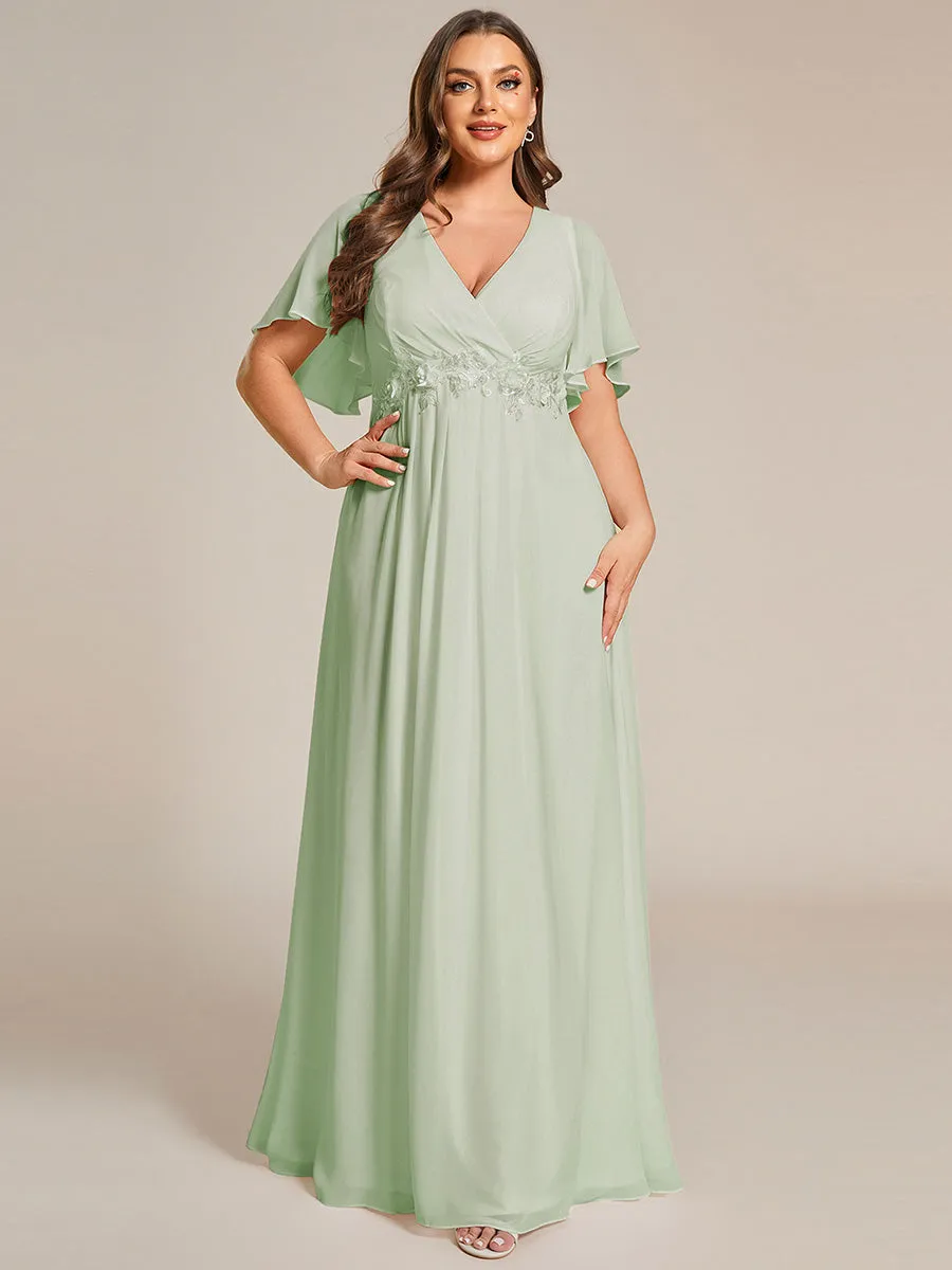 Robe de soirée élégante en mousseline de soie avec manches flottantes