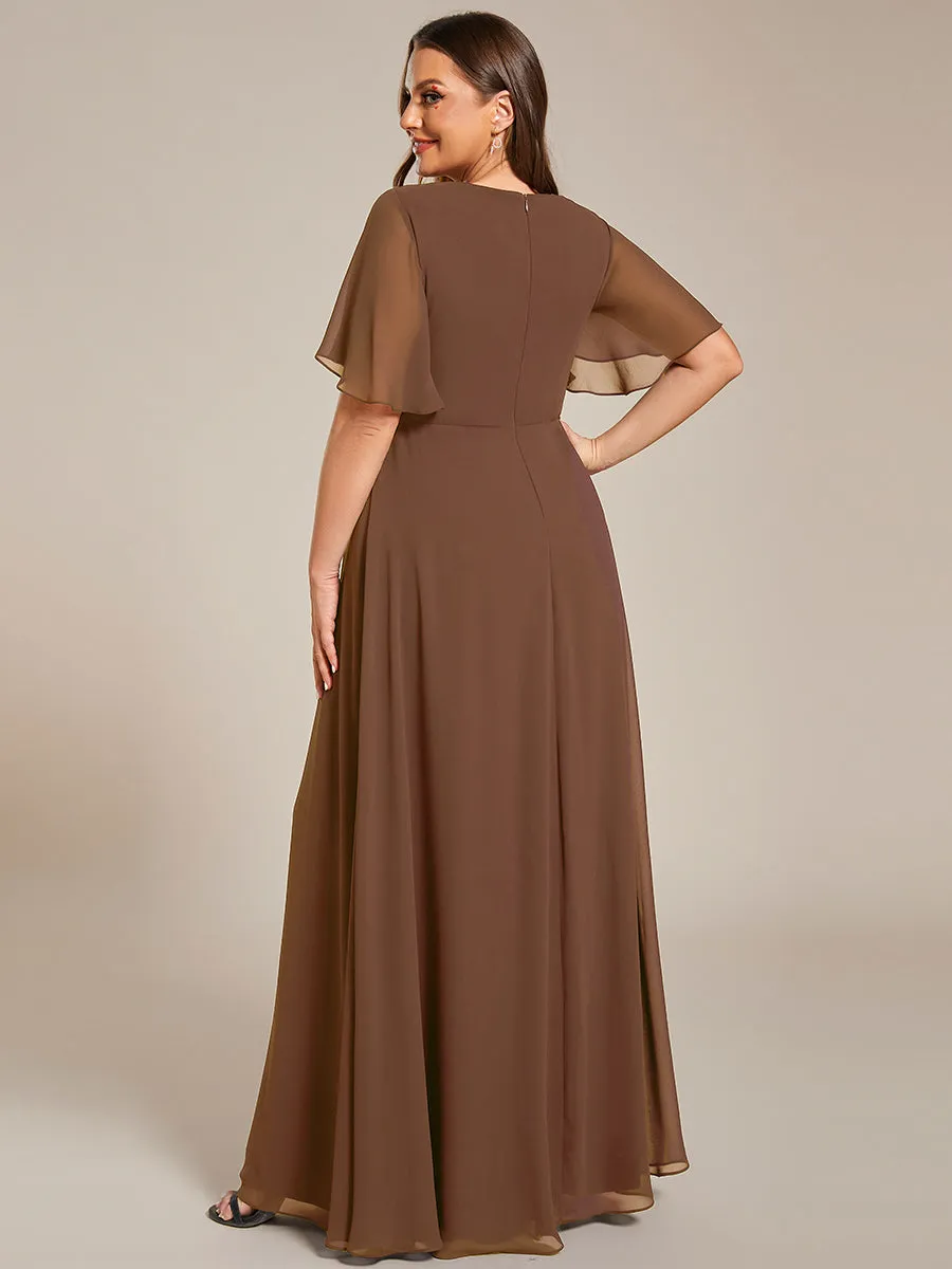 Robe de soirée élégante en mousseline de soie avec manches flottantes