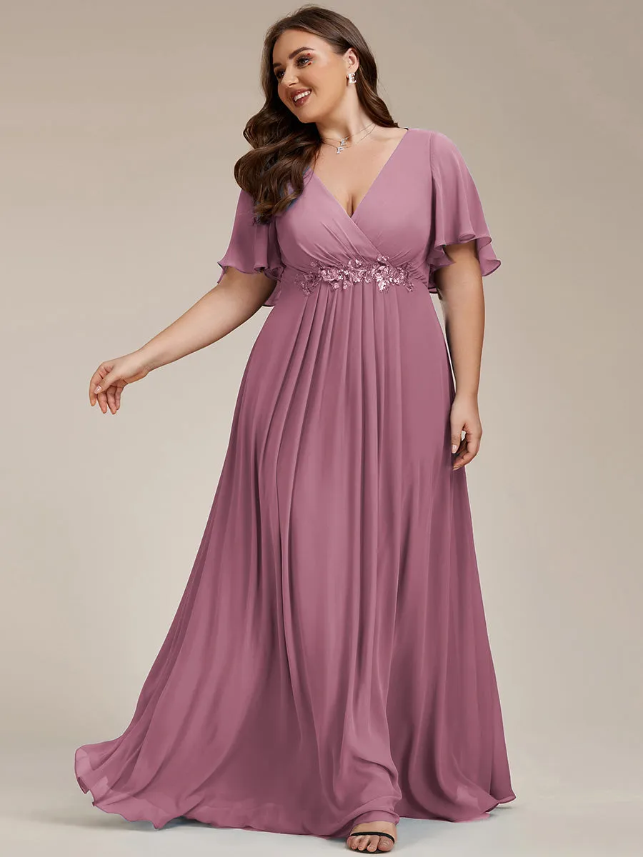 Robe de soirée élégante en mousseline de soie avec manches flottantes