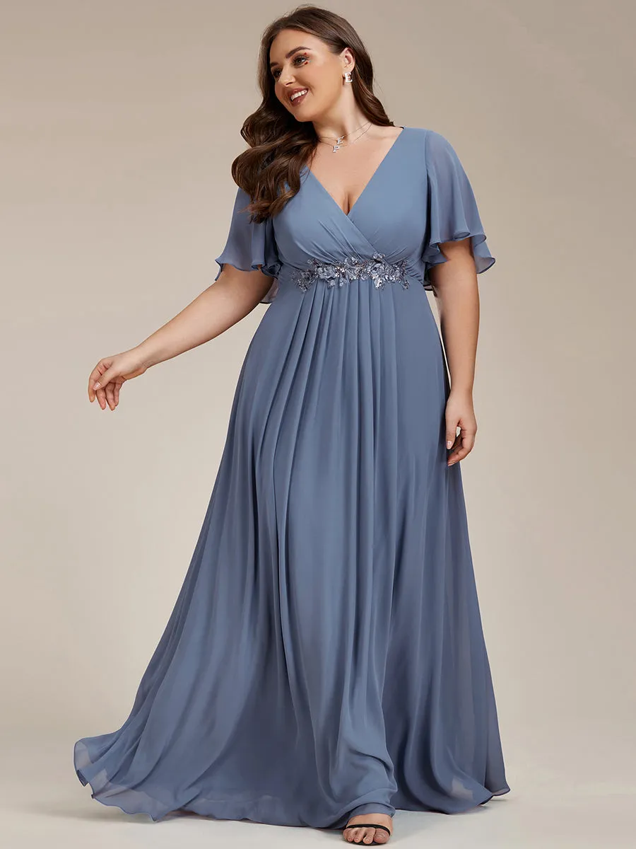 Robe de soirée élégante en mousseline de soie avec manches flottantes