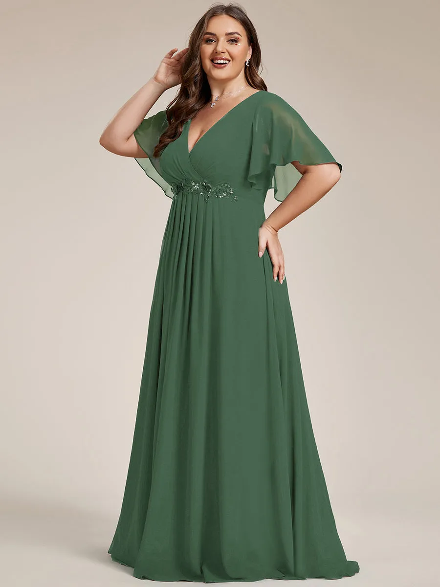 Robe de soirée élégante en mousseline de soie avec manches flottantes