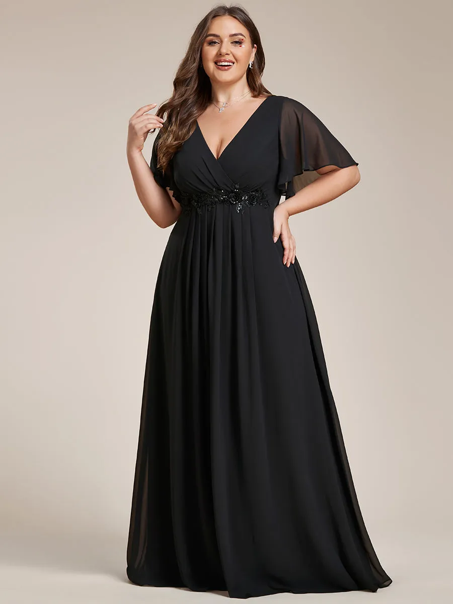Robe de soirée élégante en mousseline de soie avec manches flottantes