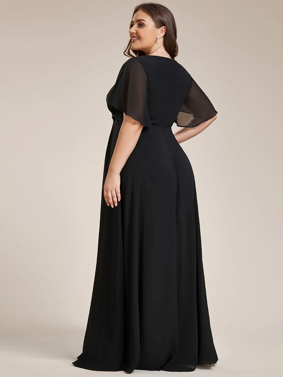 Robe de soirée élégante en mousseline de soie avec manches flottantes