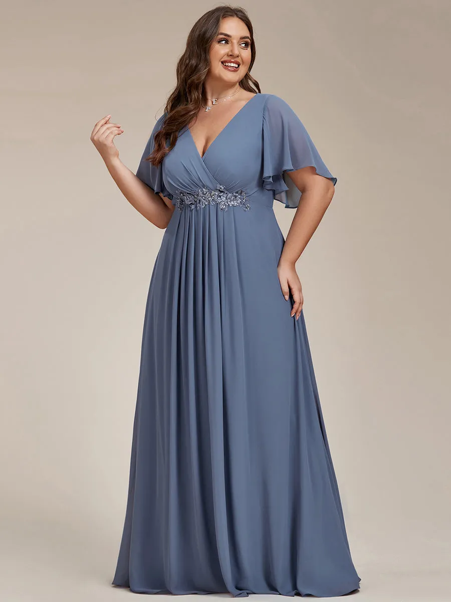 Robe de soirée élégante en mousseline de soie avec manches flottantes