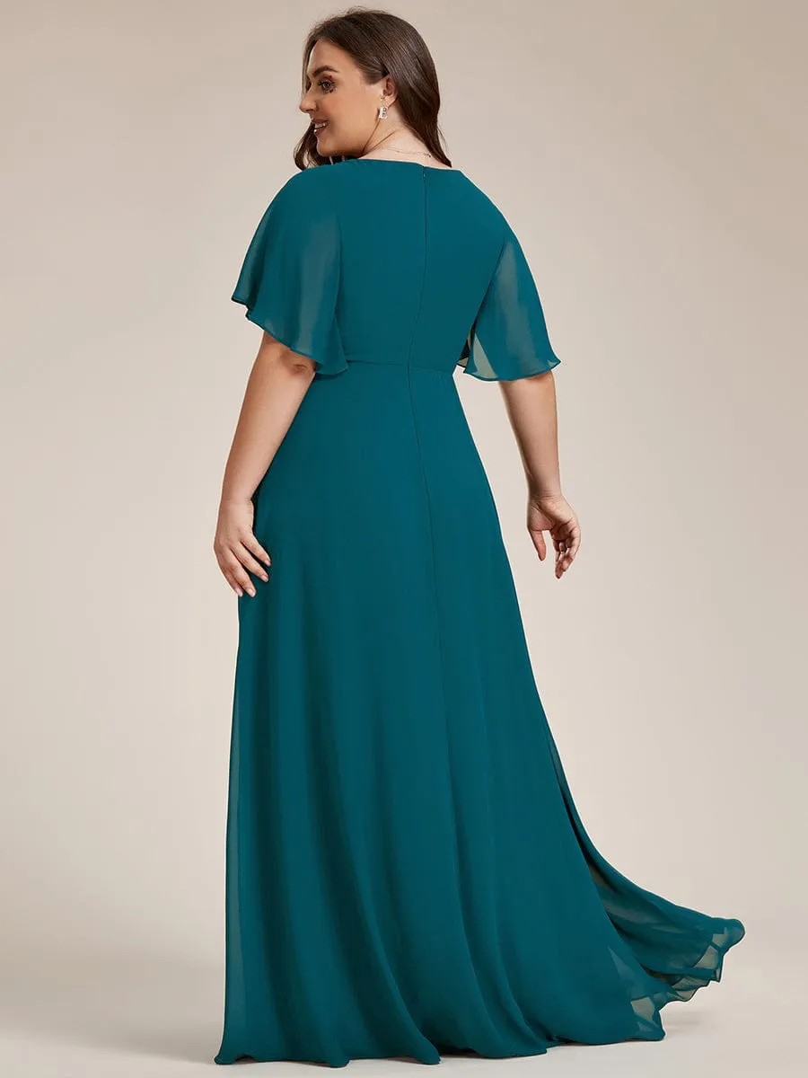 Robe de soirée élégante en mousseline de soie avec manches flottantes