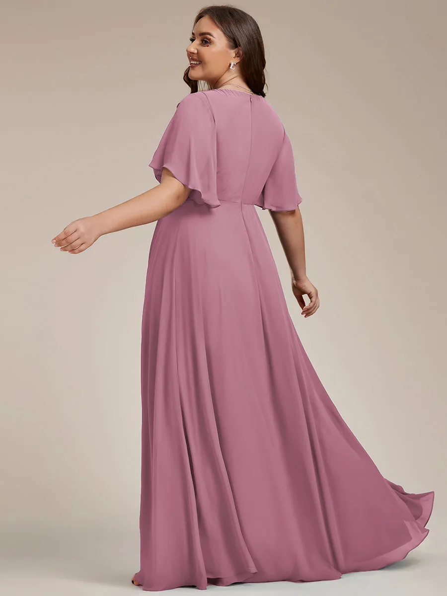 Robe de soirée élégante en mousseline de soie avec manches flottantes