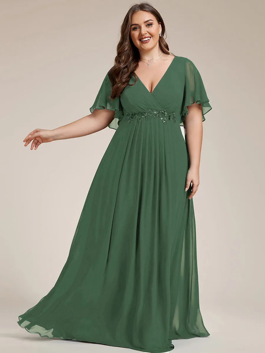 Robe de soirée élégante en mousseline de soie avec manches flottantes