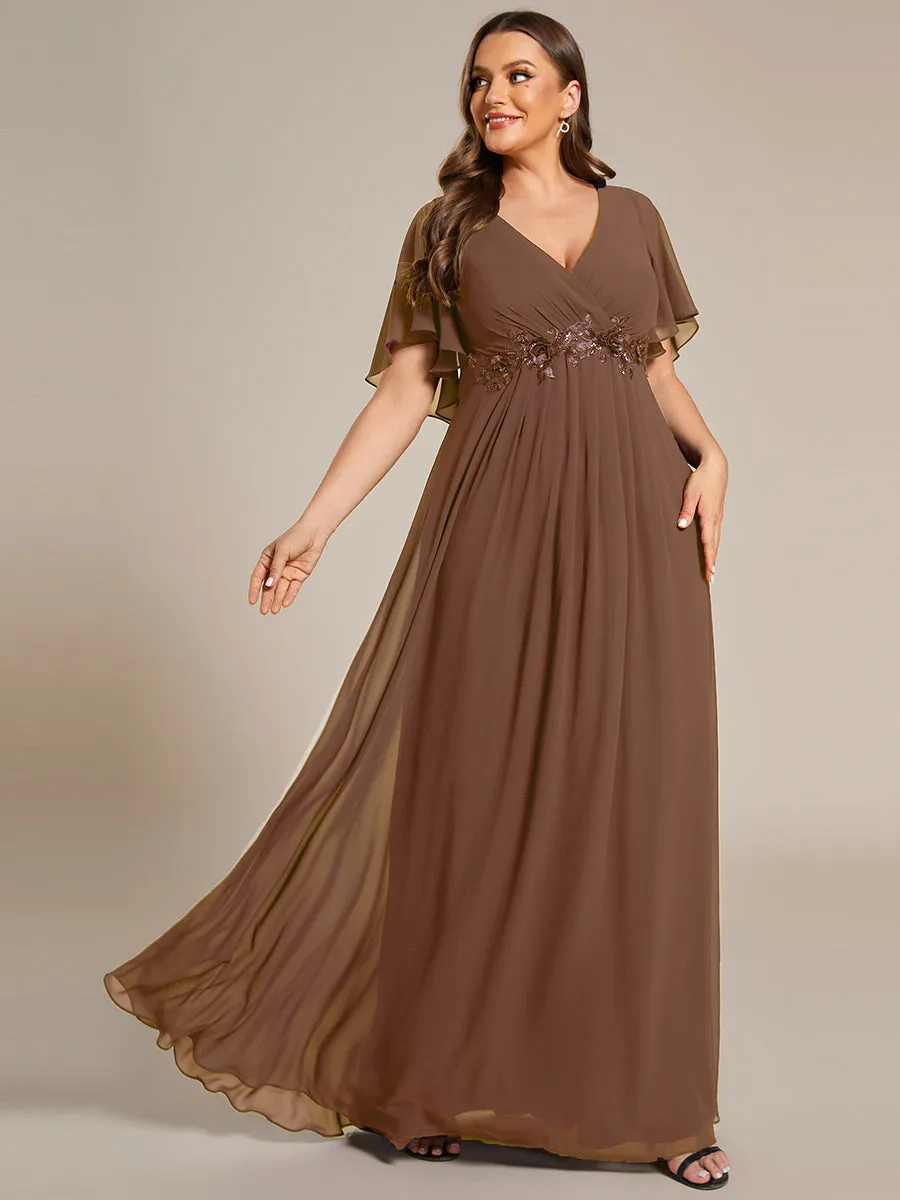 Robe de soirée élégante en mousseline de soie avec manches flottantes